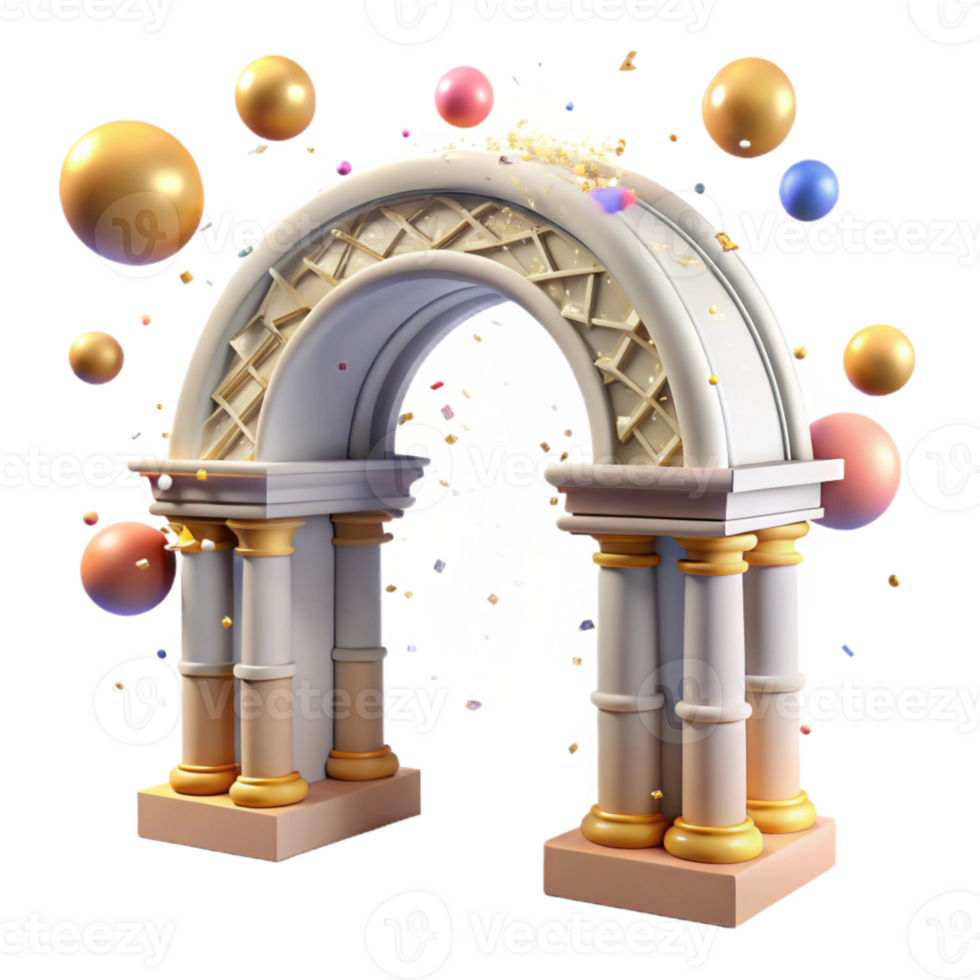 wonderful artistic Historic Bridge Arch Transparent Background with Side View authentic png