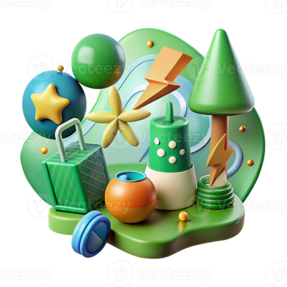elegant creative Green Energy Icons Set Cutout genuine png