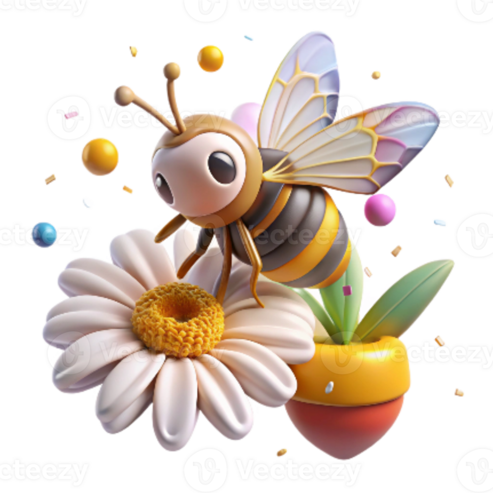 vibrant creative Honeybee Gathering Nectar From Bluebell Transparent Background professional png
