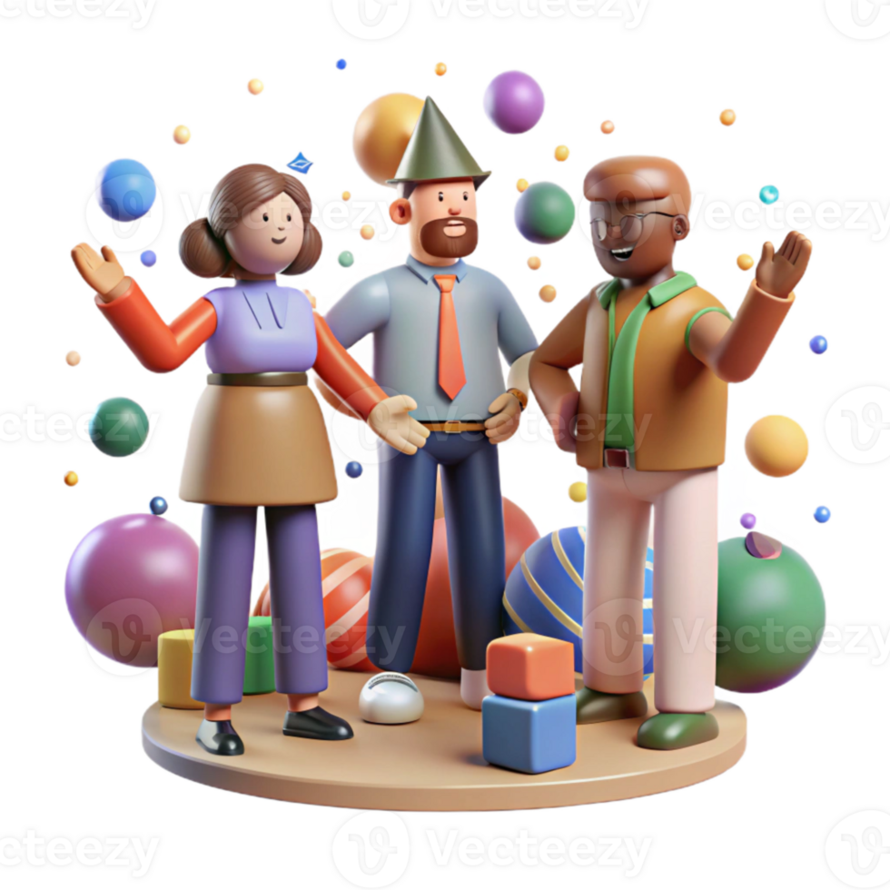 vibrant creative Group Holding Trophy Achievement Symbol Transparent Background premium png