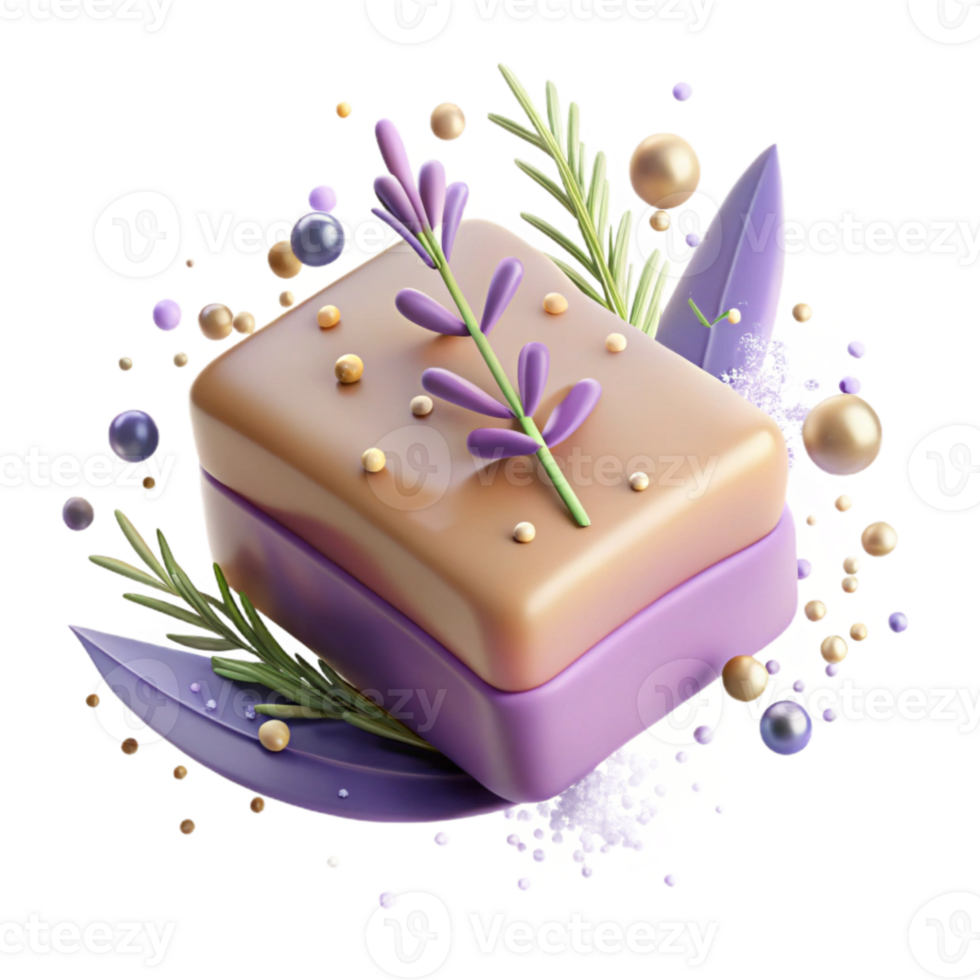 stunning modern Handmade Soap Bar with Lavender Sprig Transparent genuine png