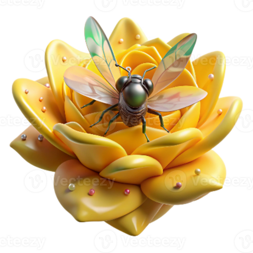 elegant modern Pollinating Insect on Yellow Blossom Transparent detailed png