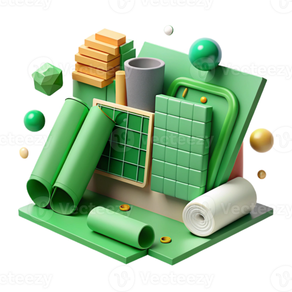 serene artistic Green Building Materials Chart Cutout authentic png