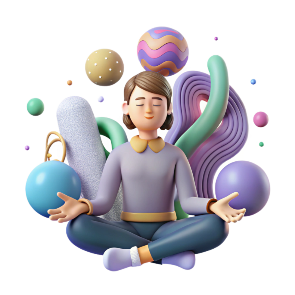 elegant abstract Person Meditating in Noisy Environment Isolated exclusive png