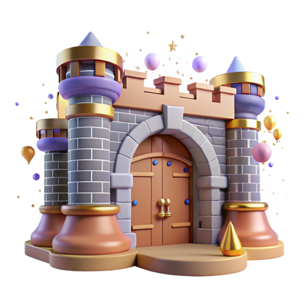 vibrant rustic Medieval Castle Gate with Drawbridge Cutout Isolated authentic png