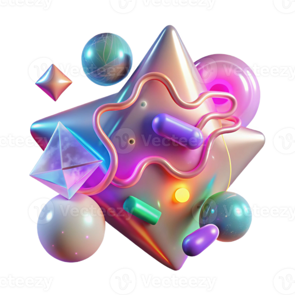 vibrant modern Glowing Neon Shapes Cutout Transparent Background authentic png