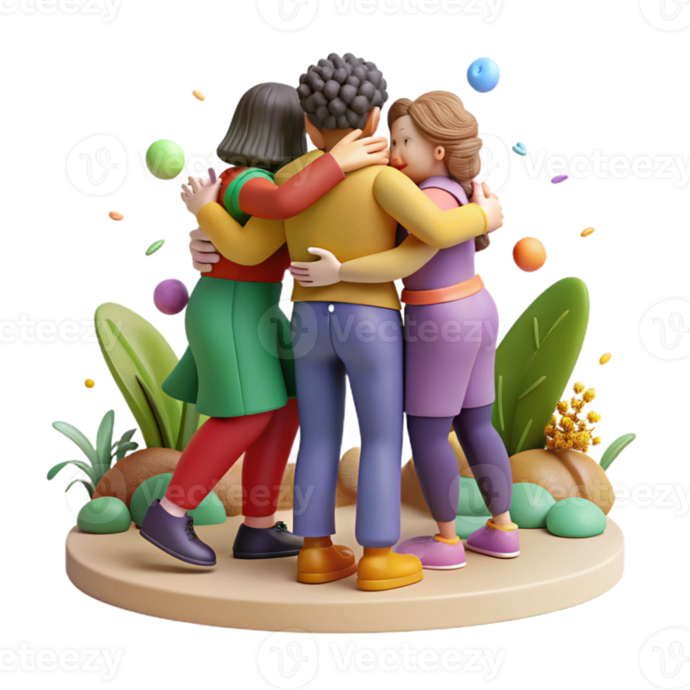 stunning contemporary Group Hugging in Community Garden Cutout on Transparent Background professional png