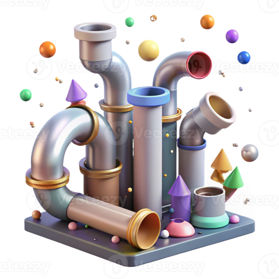 elegant modern Industrial Pipes Dumping Waste Cutout Transparent Background Side View exclusive png