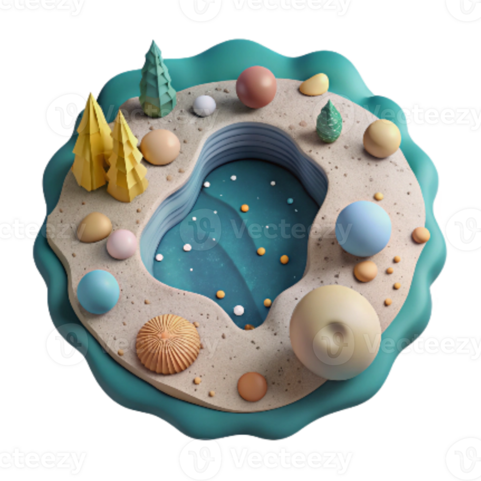 dramatic contemporary Lake Ecosystem Cutout Isolated Top Down Perspective premium png