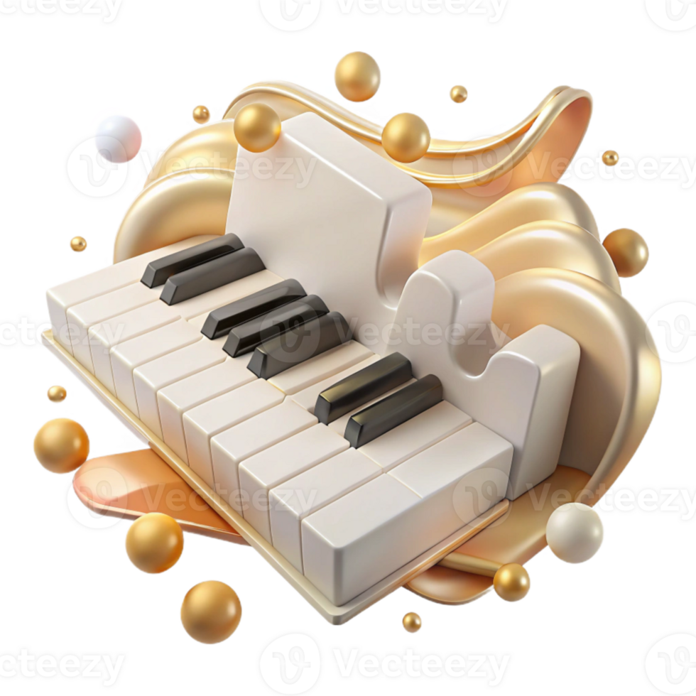 impressive modern Piano Keys Ivory Color with Transparent Background png