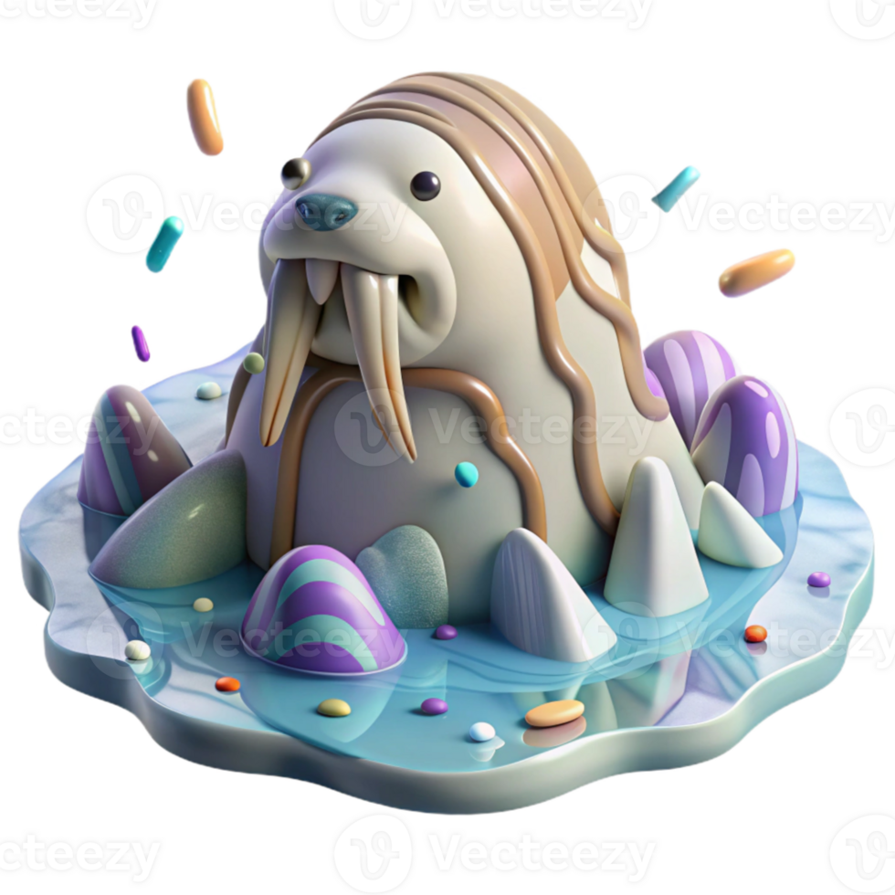 vibrant vintage Melting Ice Floe with Walrus Cutout Image genuine png