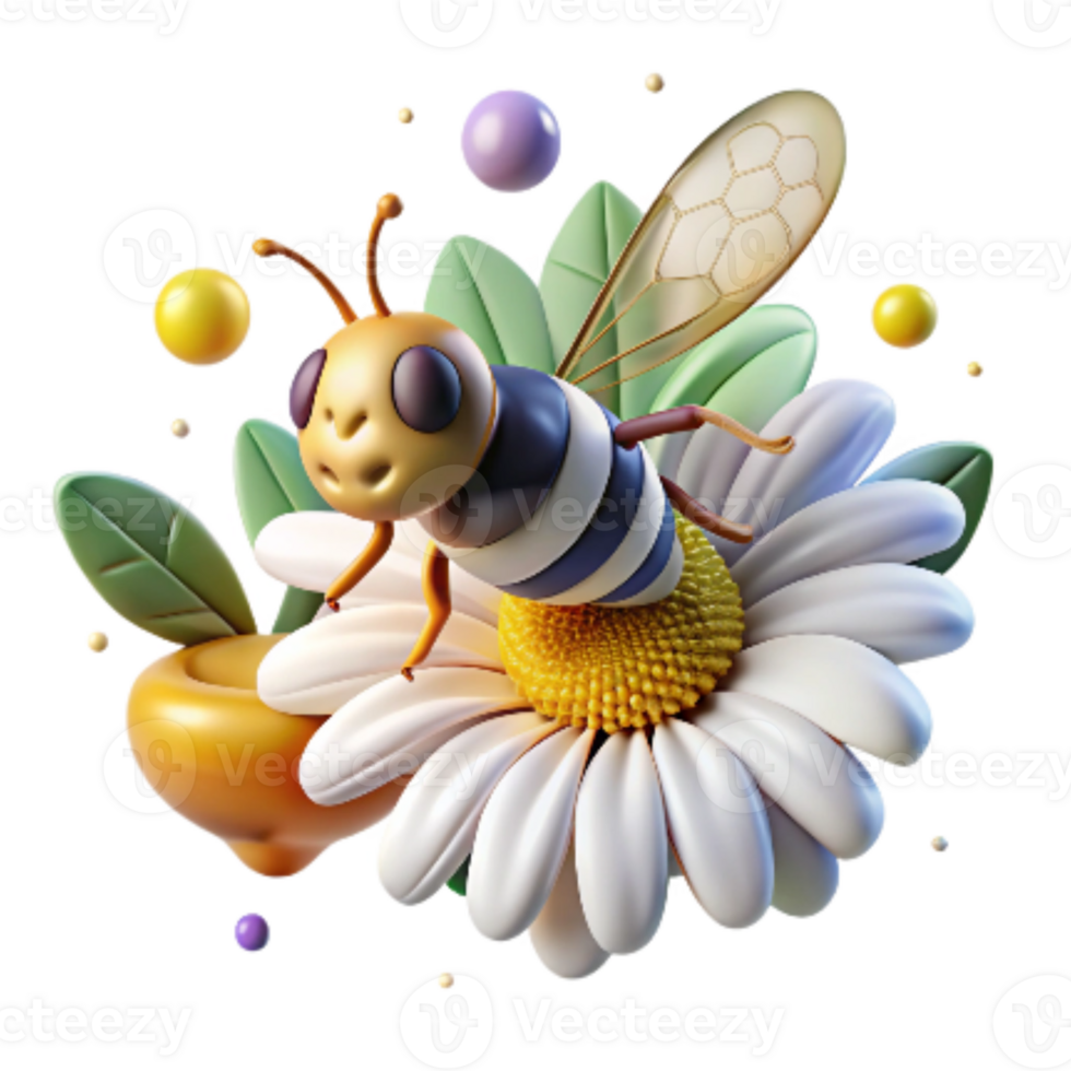 wonderful rustic Honeybee Gathering Nectar From Bluebell Transparent Background png