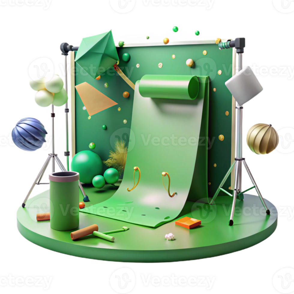 magnificent abstract Green Screen Studio Setup Isolated Element genuine png