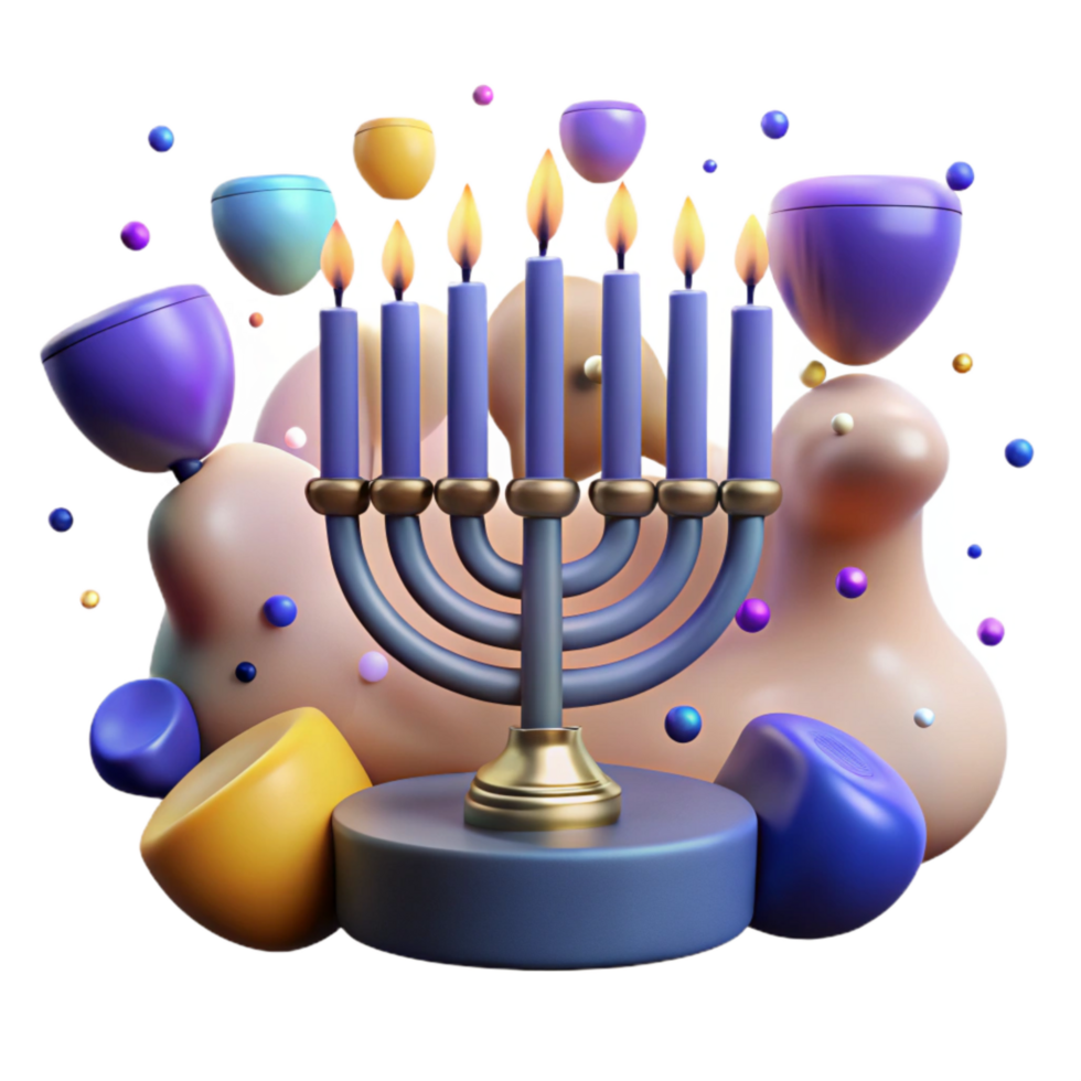 extraordinary abstract Hanukkah Menorah with Candles Isolated Element detailed png