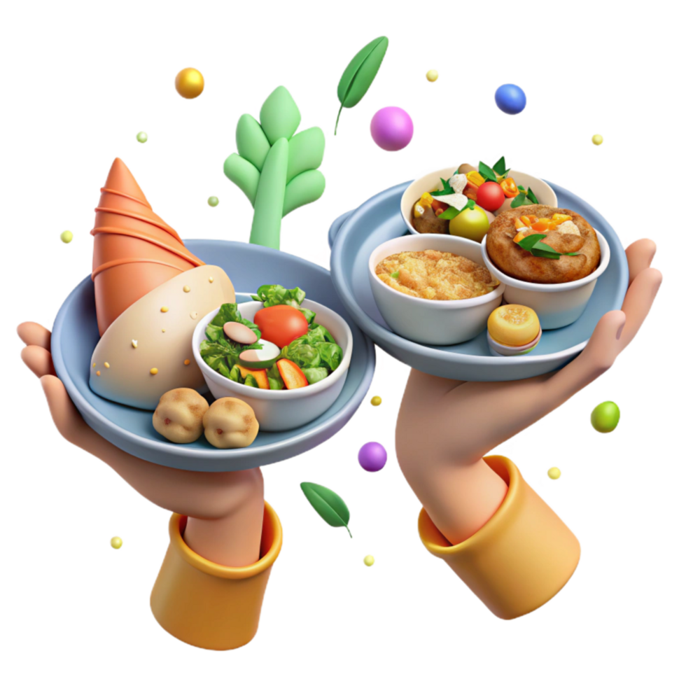 magnificent creative Hands Holding Plates of Food at Potluck Transparent Background professional png