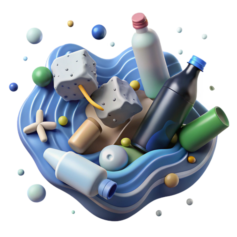 dramatic modern Ocean Pollution Plastic Bottles Isolated on White exclusive png