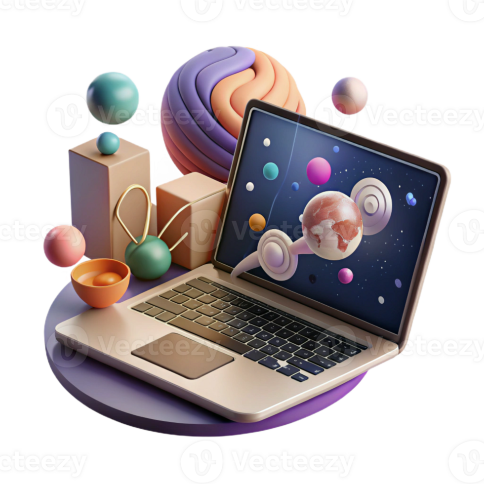 magnificent artistic Laptop Showing Citizen Science Website Cutout Dark Background detailed png