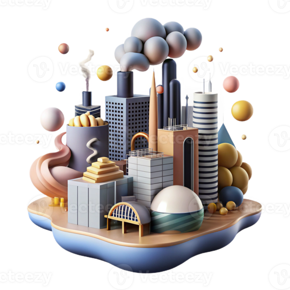 beautiful vintage Polluted Air Illustration Smoggy Cityscape Cutout detailed png