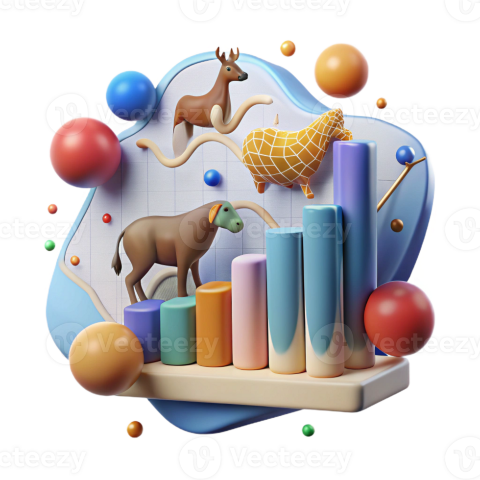 dramatic minimalist Graph Showing Animal Population Trends Transparent Background detailed png