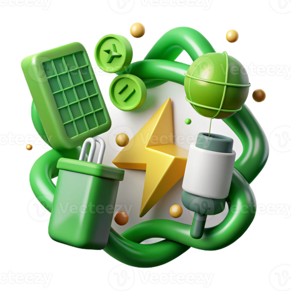 wonderful creative Green Energy Icons Set Cutout authentic png