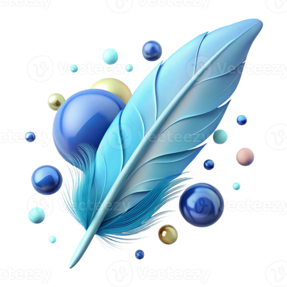 impressive contemporary Light Blue Feather Isolated exclusive png