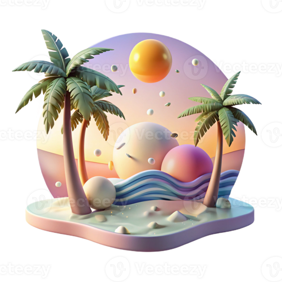stunning vintage Ocean Sunset with Palm Trees Isolated original png