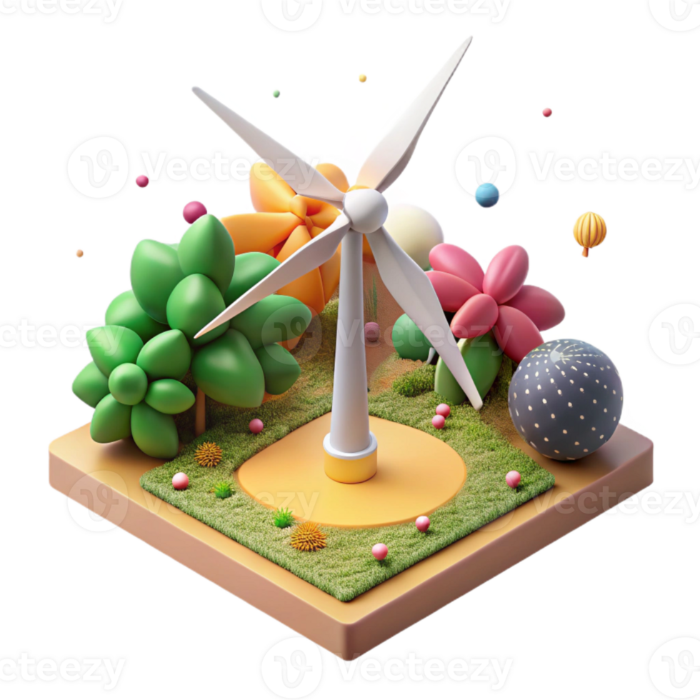 impressive modern High Angle View Wind Turbine in Farmland Cutout professional png