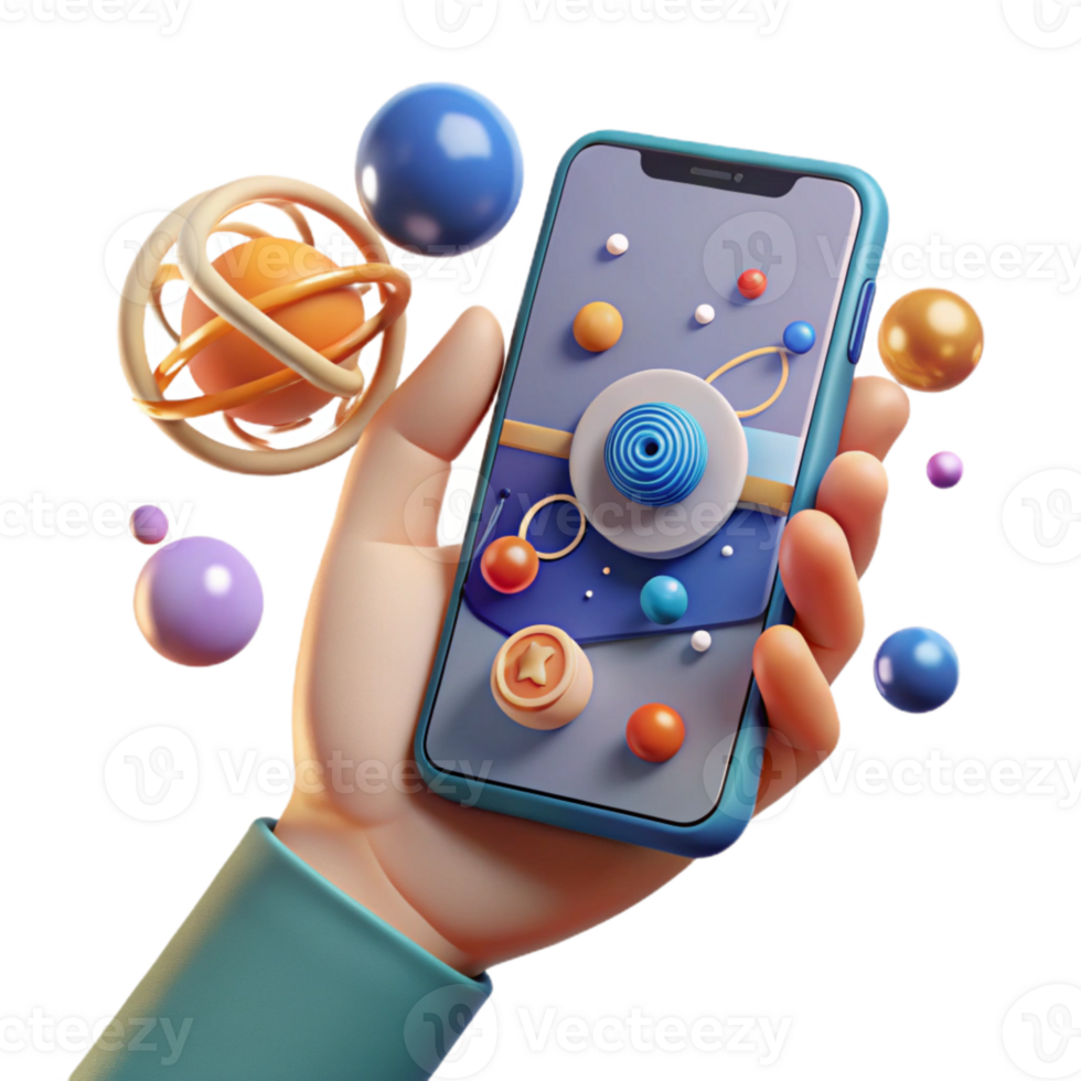 wonderful vintage Hand Holding Smartphone with Animal Tracking App Cutout Front View original png