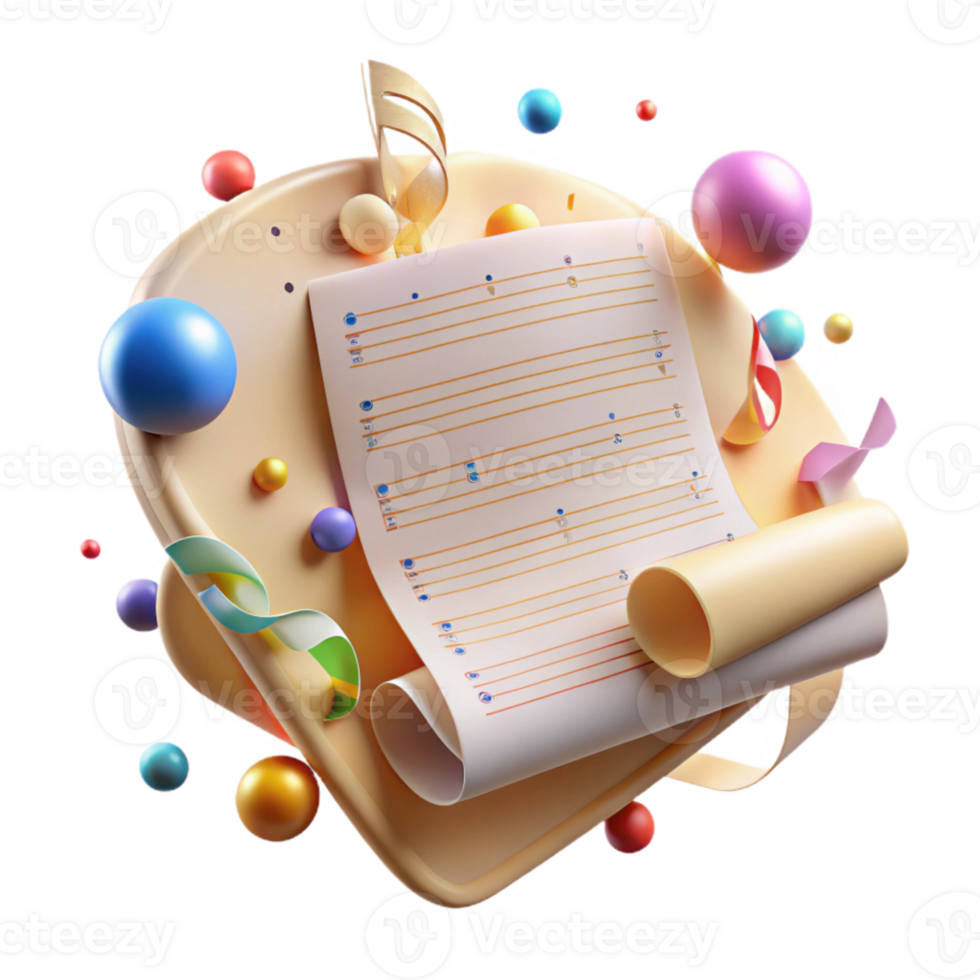 vibrant contemporary Music Score Handwritten Style with Transparent Background exclusive png