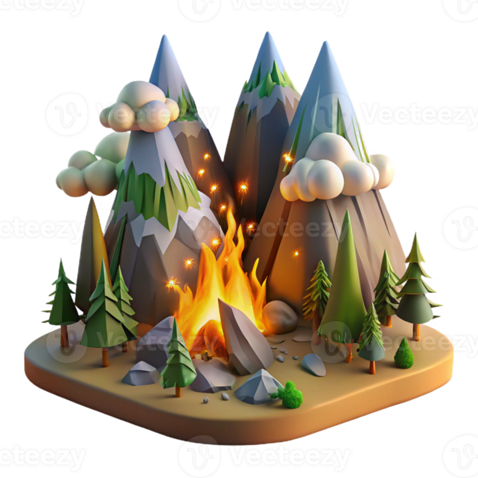 extraordinary vintage Mountain Landscape with Forest Isolated with Dense Forest detailed png
