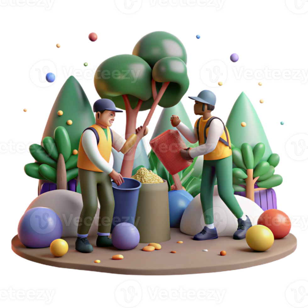 dramatic traditional Group Picking Up Trash in Park Cutout authentic png