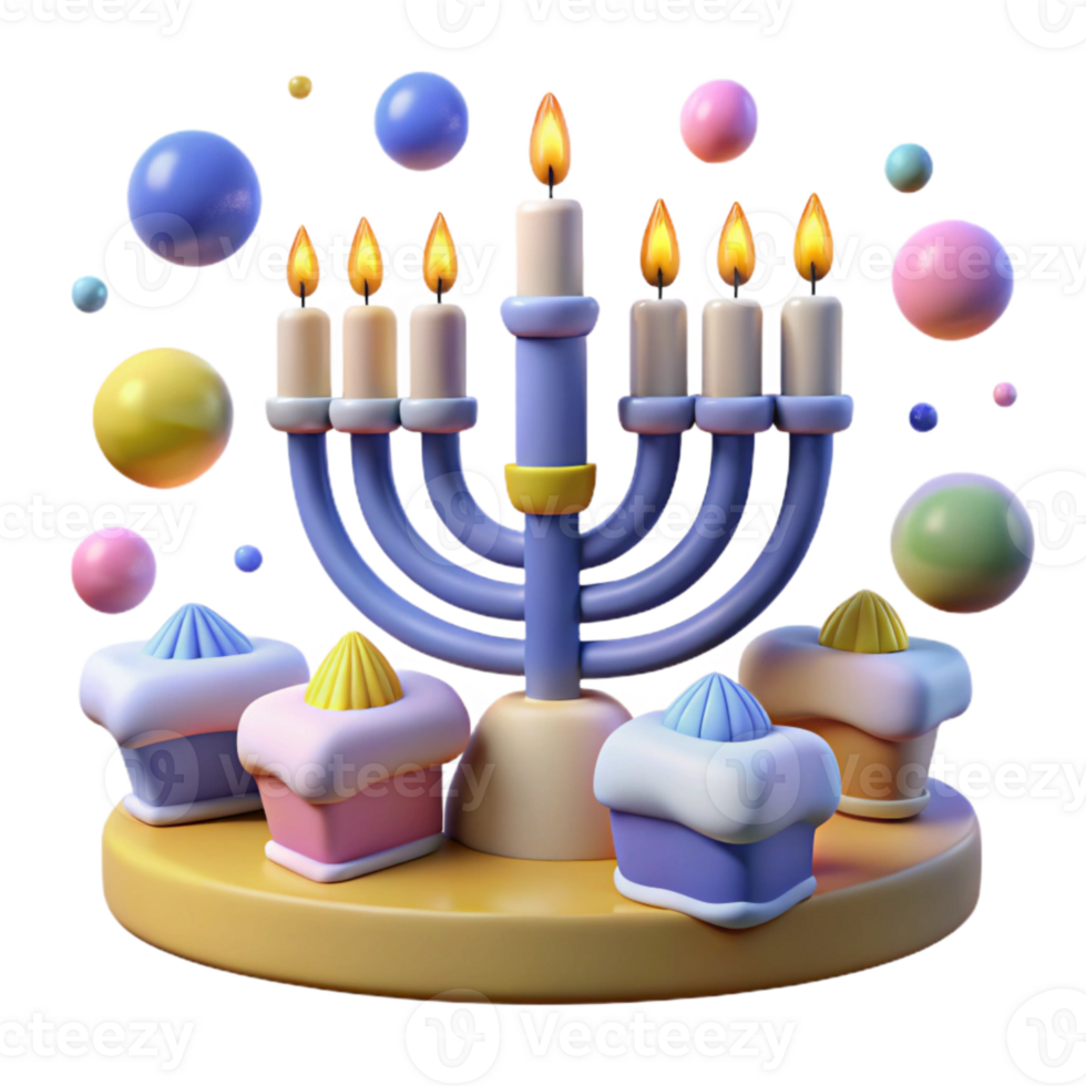 dramatic vintage Hanukkah Menorah with Candles Isolated Element premium png
