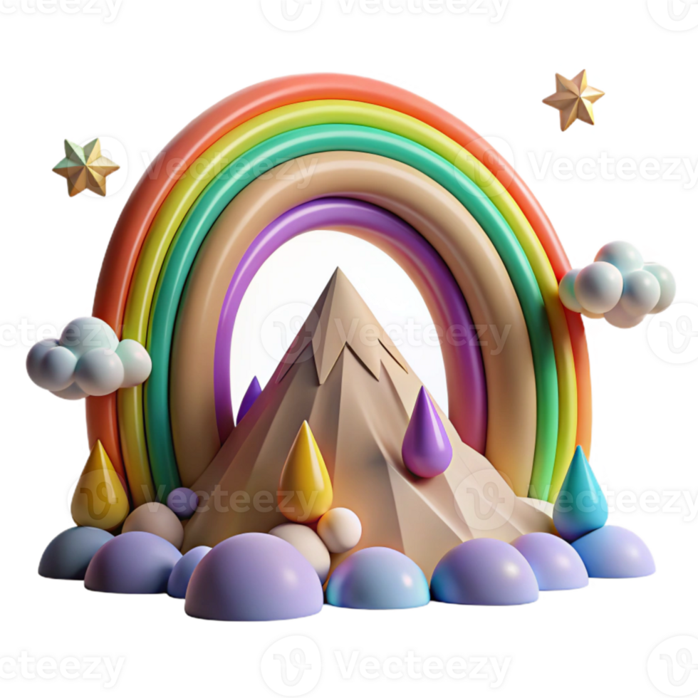 elegant traditional Rainbow Arching Over Mountains with Transparent Background and Vivid Colors premium png