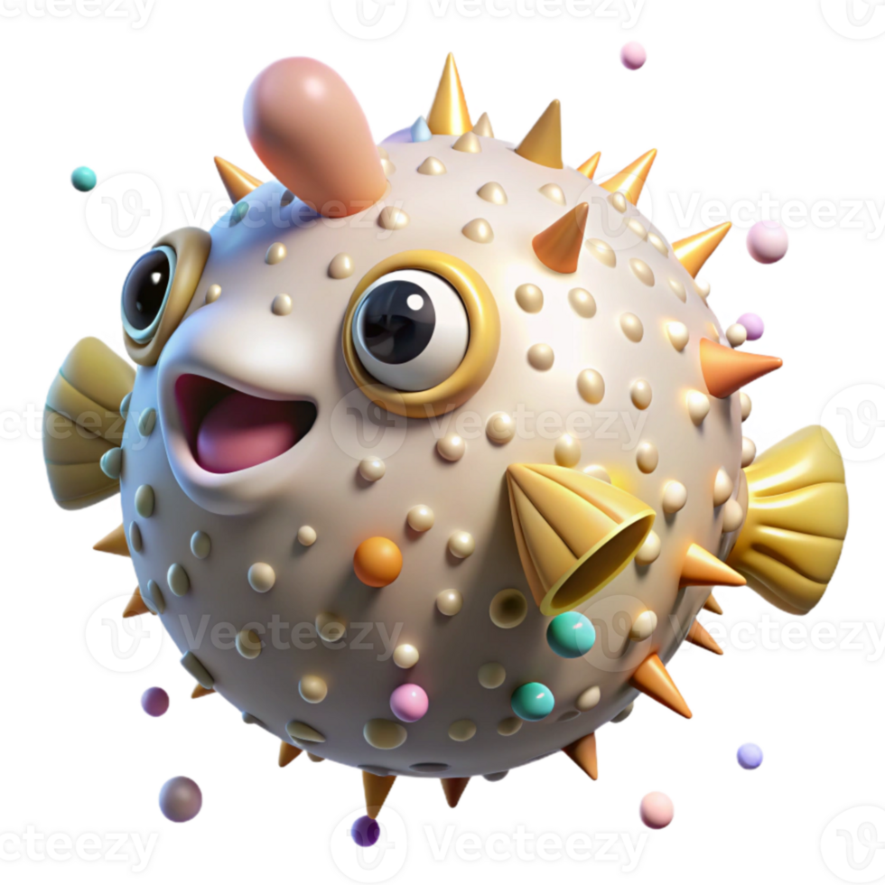 vibrant abstract Pufferfish Isolated Element Inflated Body original png