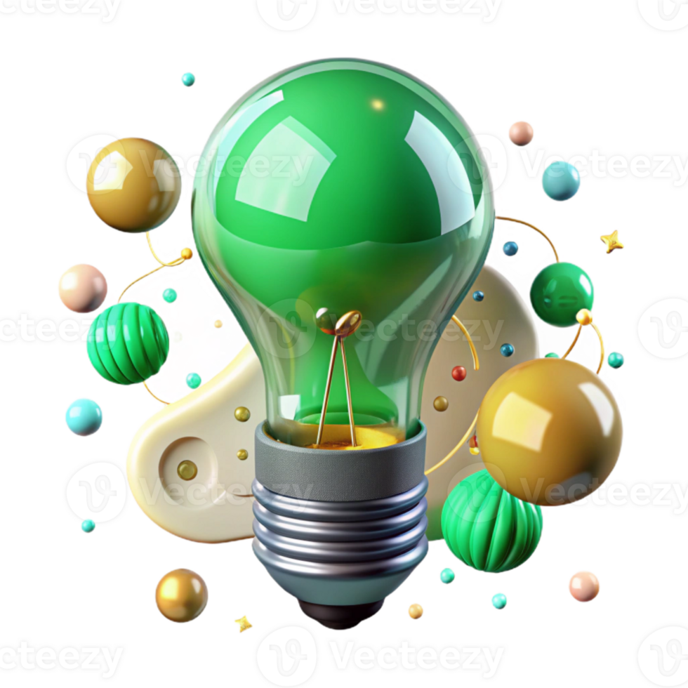 dramatic artistic Green Energy Lightbulb Filament Visible Transparent genuine png