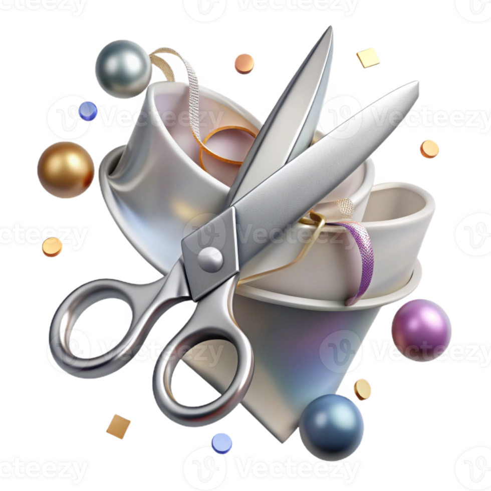 stunning creative Open Scissors Silver Metallic Transparent Background genuine png