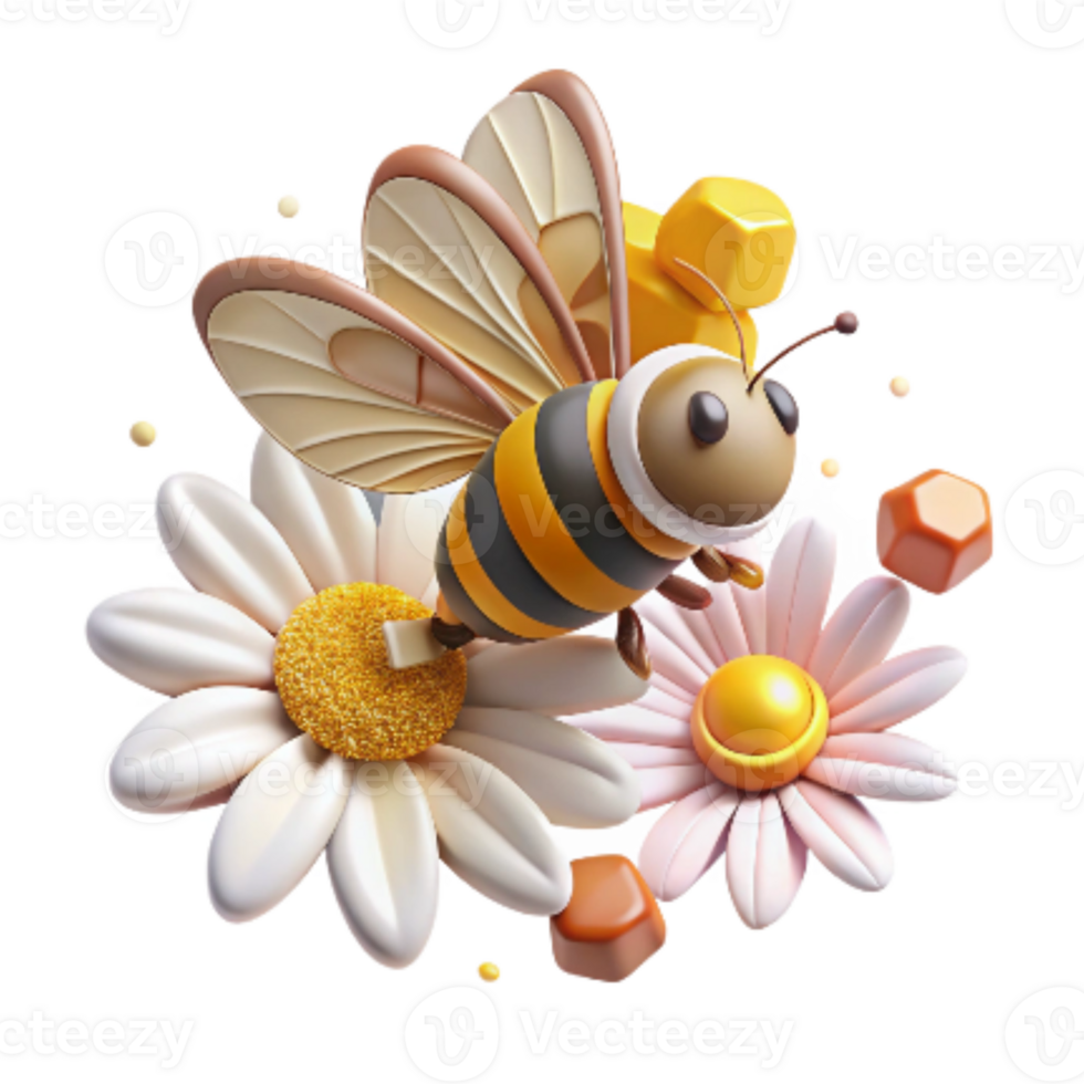 dramatic vintage Honeybee in Flight Near Sunflower Cutout exclusive png