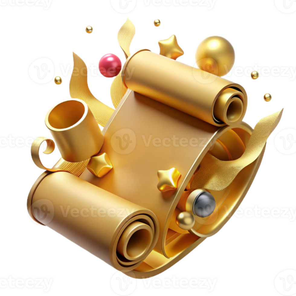 extraordinary minimalist Intricate Gold Scroll Design Transparent Background detailed png