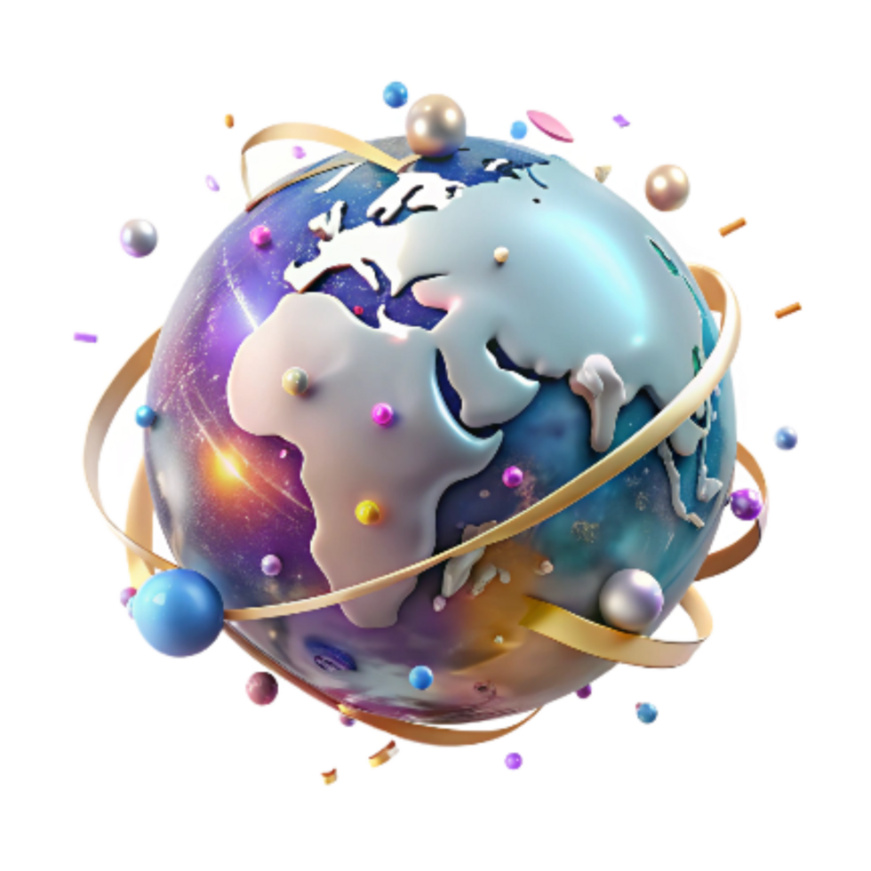 beautiful artistic Globe with Highlighted Flight Paths Transparent high resolution png