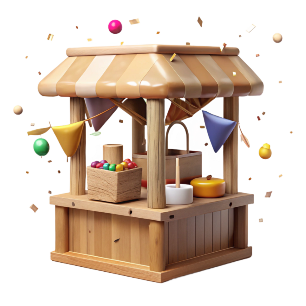 beautiful abstract Local Farmers Market Stall Wooden Construction Transparent Background png