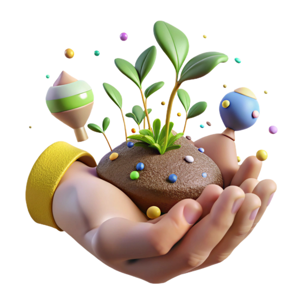 impressive minimalist Hand Holding Seedlings for Wildlife Habitat Restoration Cutout authentic png