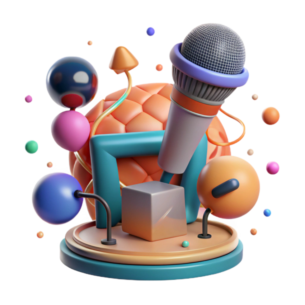 dramatic contemporary Public Speaking with Microphone Cutout Element detailed png