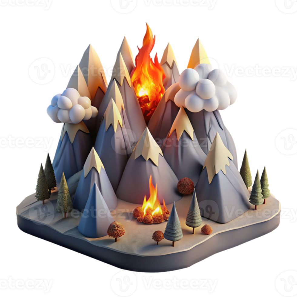 elegant classic Mountain Landscape with Forest Isolated with Dense Forest professional png