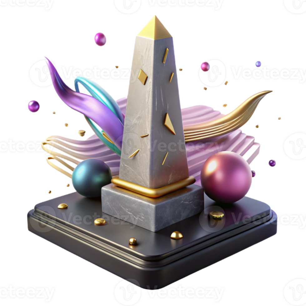 beautiful artistic Obelisk Isolated with Hieroglyphic Inscriptions genuine png