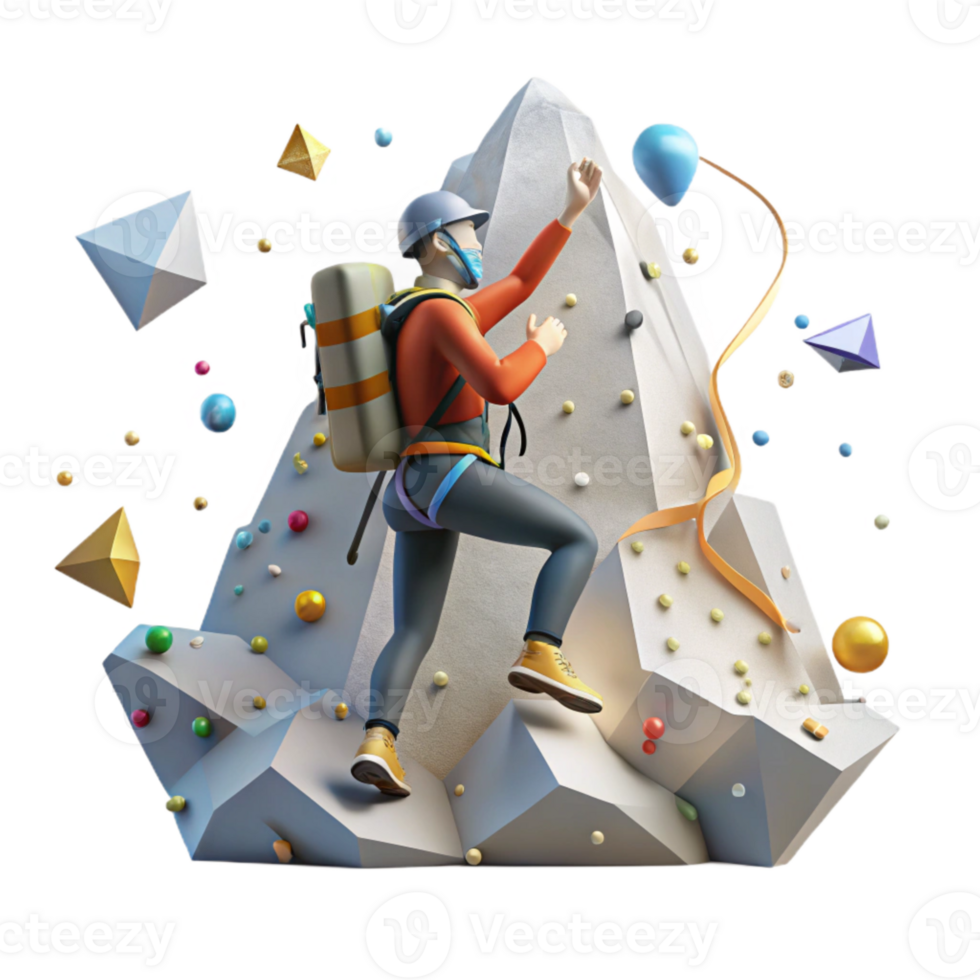 impressive modern Mountain Climber Reaching Summit Silhouette with Transparent Background detailed png