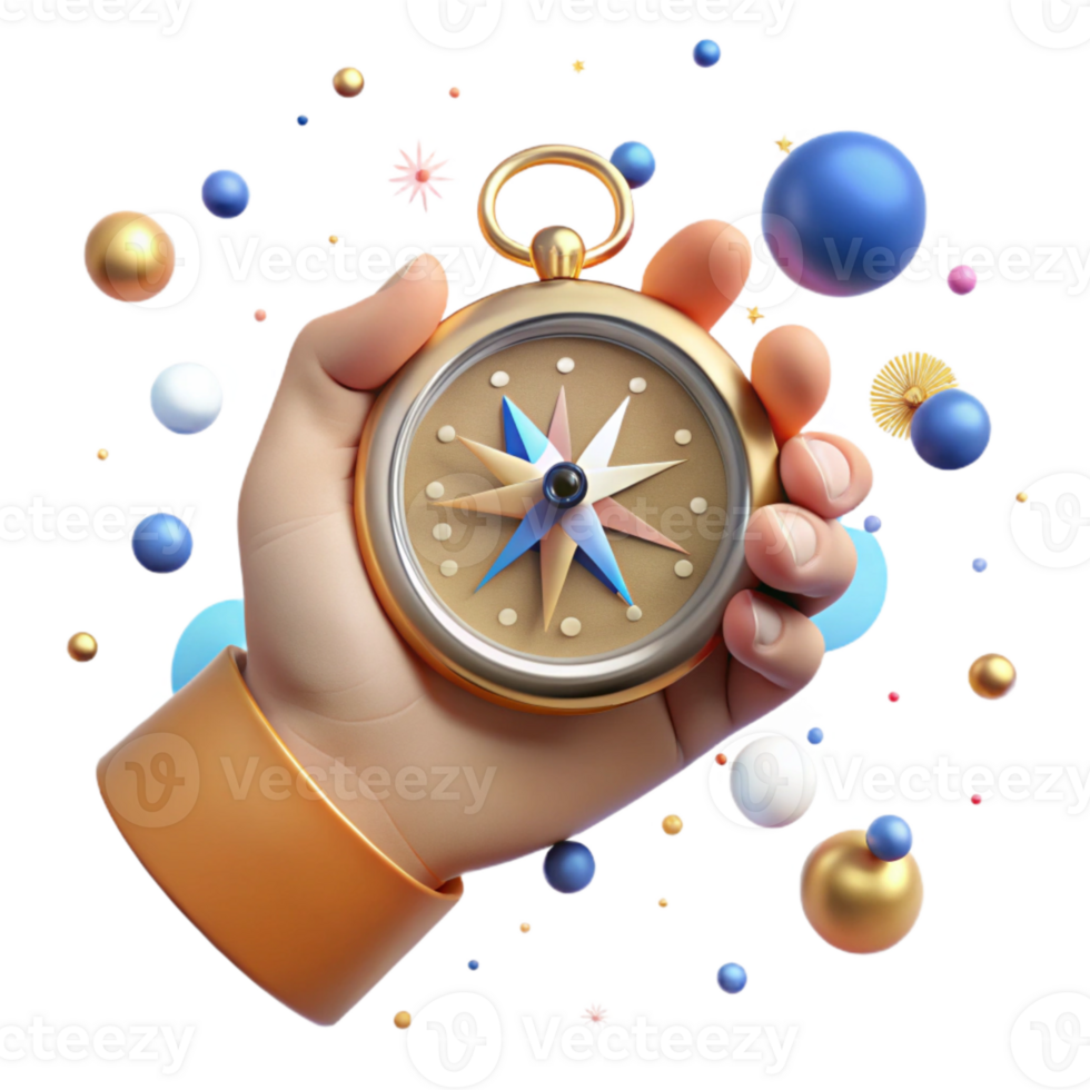 elegant minimalist Hand Holding Compass Navigating Isolated professional png