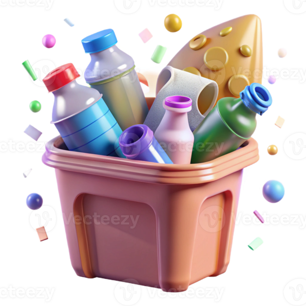 stunning creative Plastic Bottles in Recycling Bin Top Down View Cutout professional png