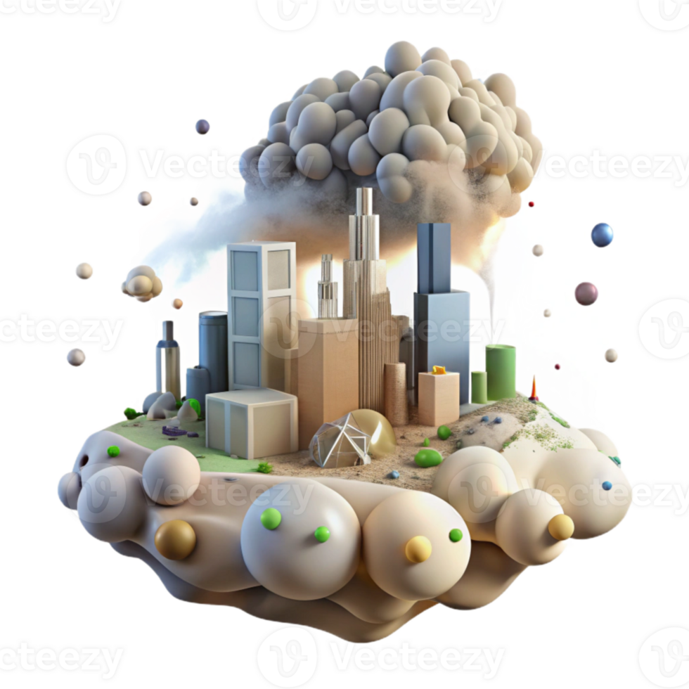 extraordinary contemporary Pollution Cloud Over Cityscape Transparent Background premium png
