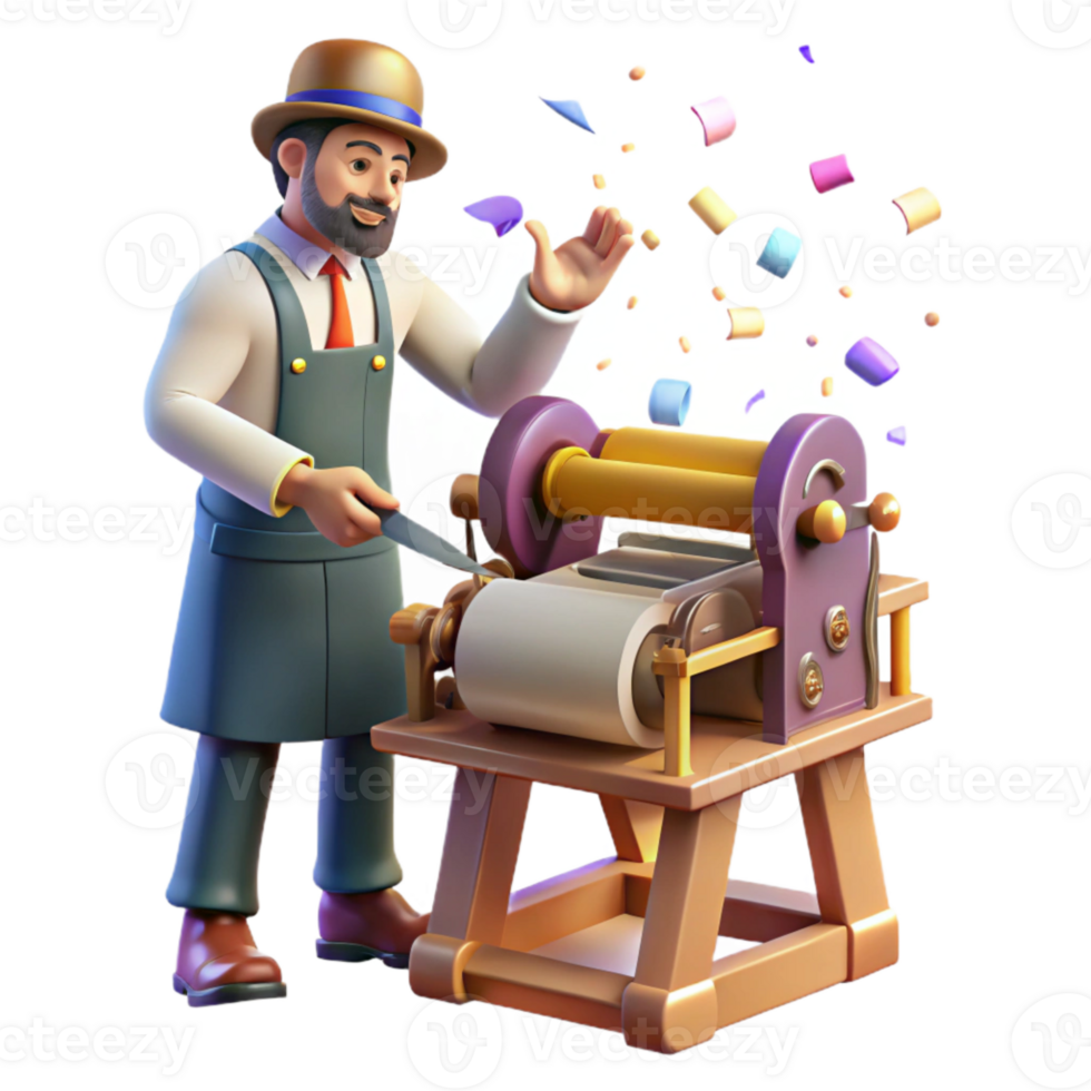 elegant rustic Printing Press Operator Hand Crank Detail Isolated high quality png