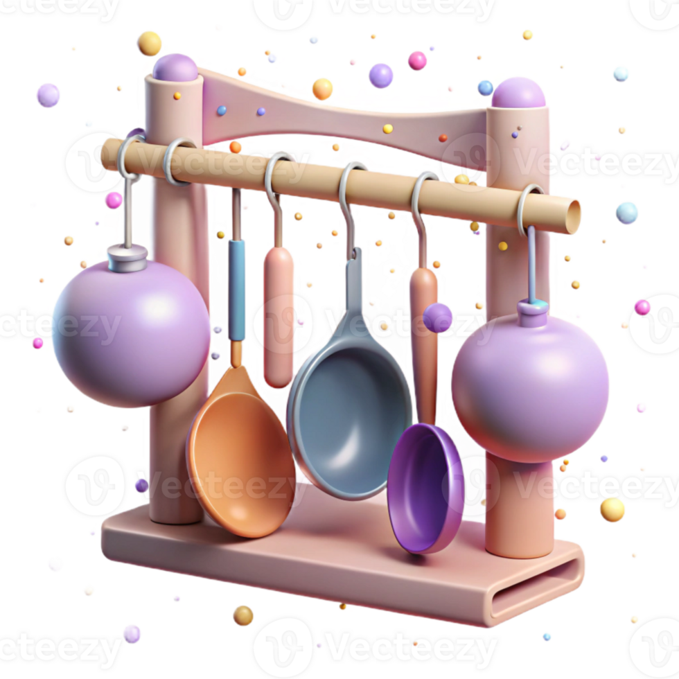 extraordinary abstract Kitchen Utensils Hanging on a Rack Transparent Background high quality png